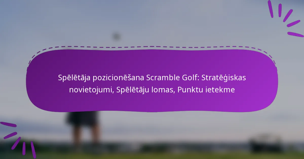 Spēlētāja pozicionēšana Scramble Golf: Stratēģiskas novietojumi, Spēlētāju lomas, Punktu ietekme