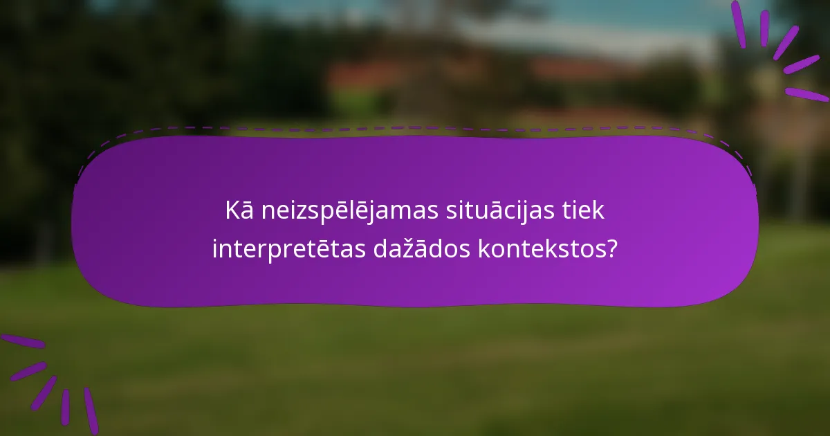 Kā neizspēlējamas situācijas tiek interpretētas dažādos kontekstos?