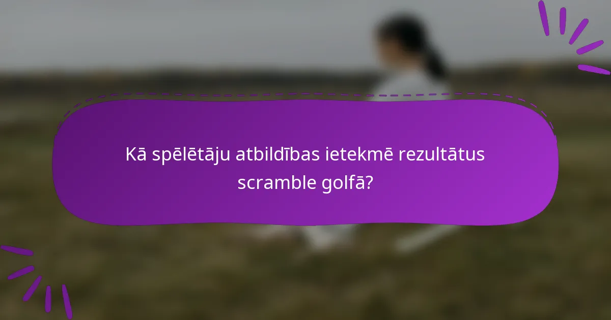 Kā spēlētāju atbildības ietekmē rezultātus scramble golfā?