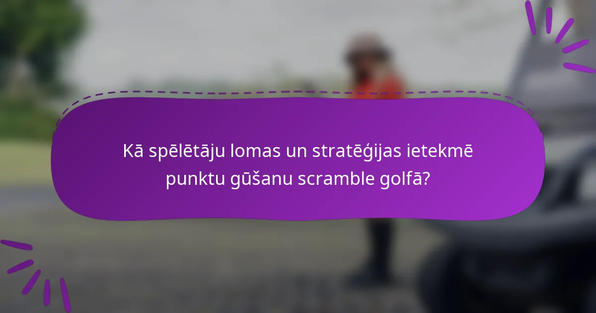 Kā spēlētāju lomas un stratēģijas ietekmē punktu gūšanu scramble golfā?