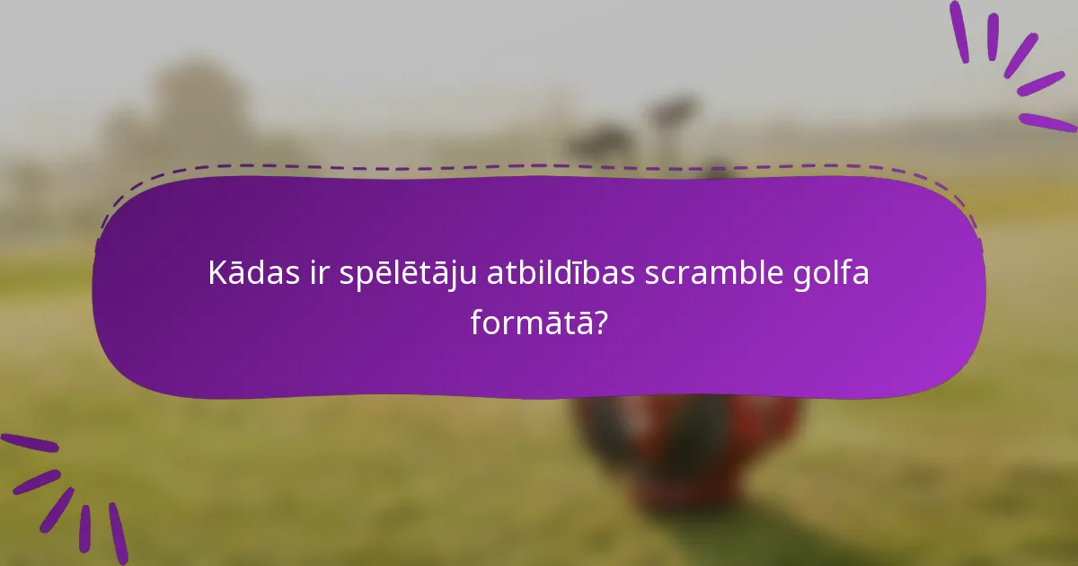 Kādas ir spēlētāju atbildības scramble golfa formātā?