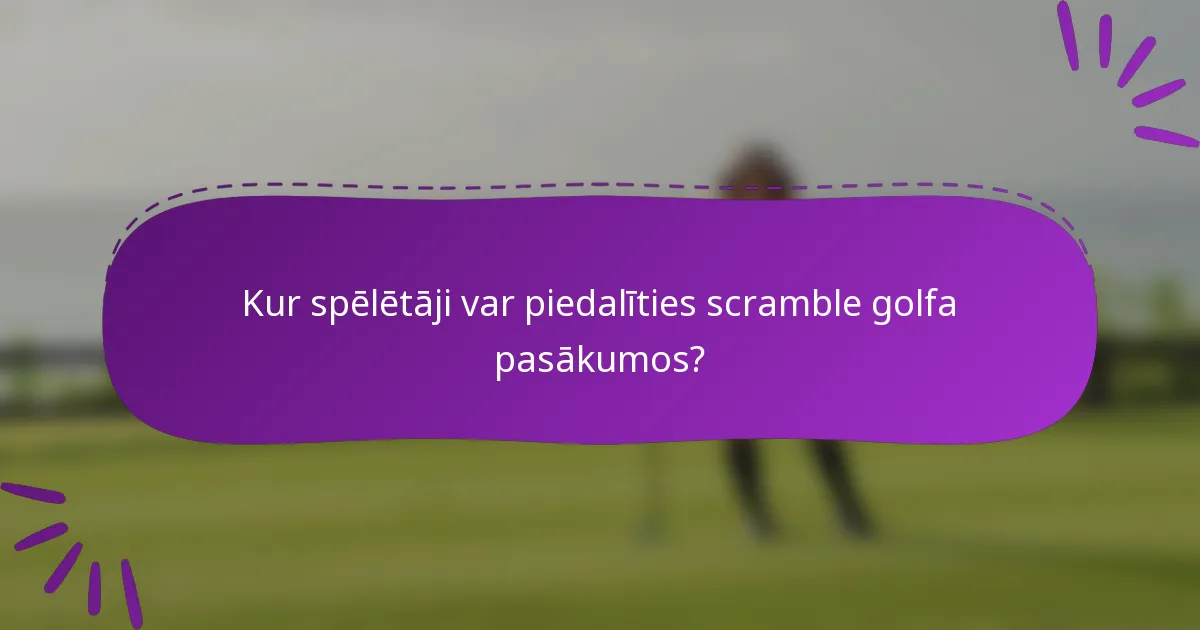 Kur spēlētāji var piedalīties scramble golfa pasākumos?